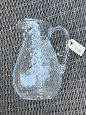 Frontgate Handmade Clear Glass Pitcher — NWT